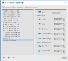 Custom maufacturing settings for slicer
