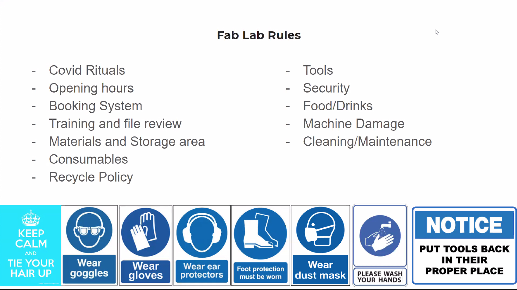 Fab Lab Rules