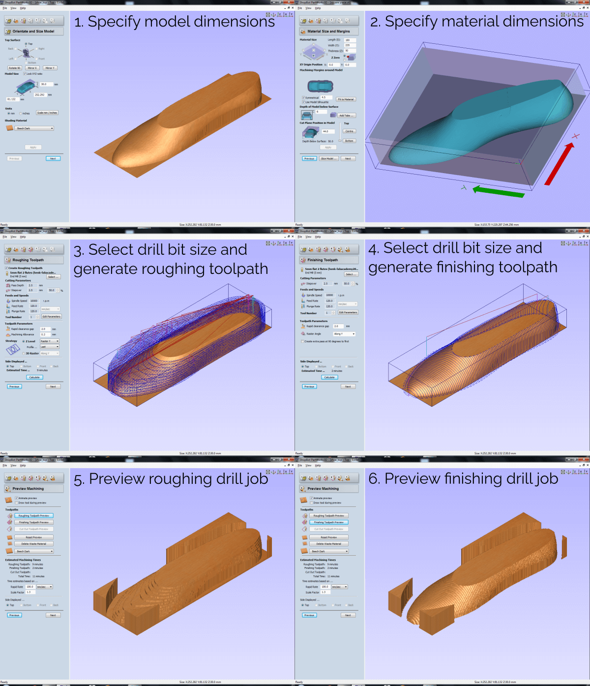 CNC toolpath generation in Shopbot Partworks 3D