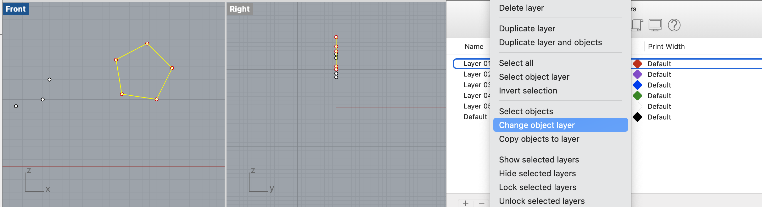 COMMAND SelCrv for selection all the curve after click on the layer and **change object layer**