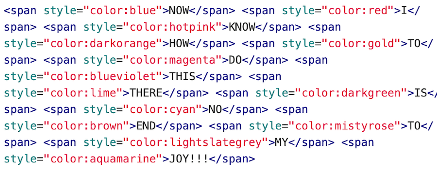The Code I used for Colour above