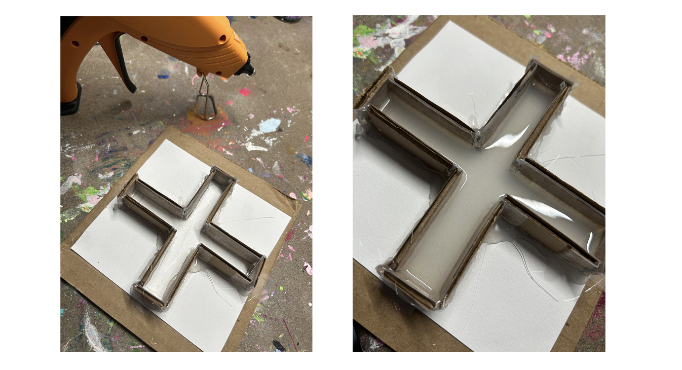 step two glue cardboard