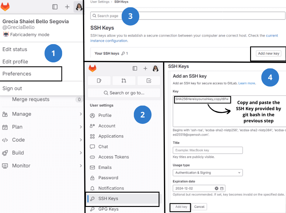 How to add de SSH KEY in git lab