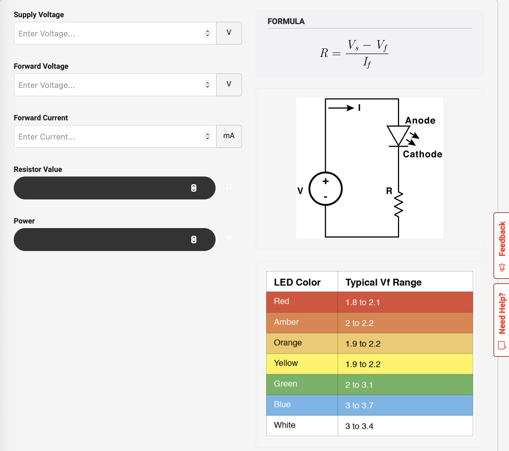 LED Resistor Calculator