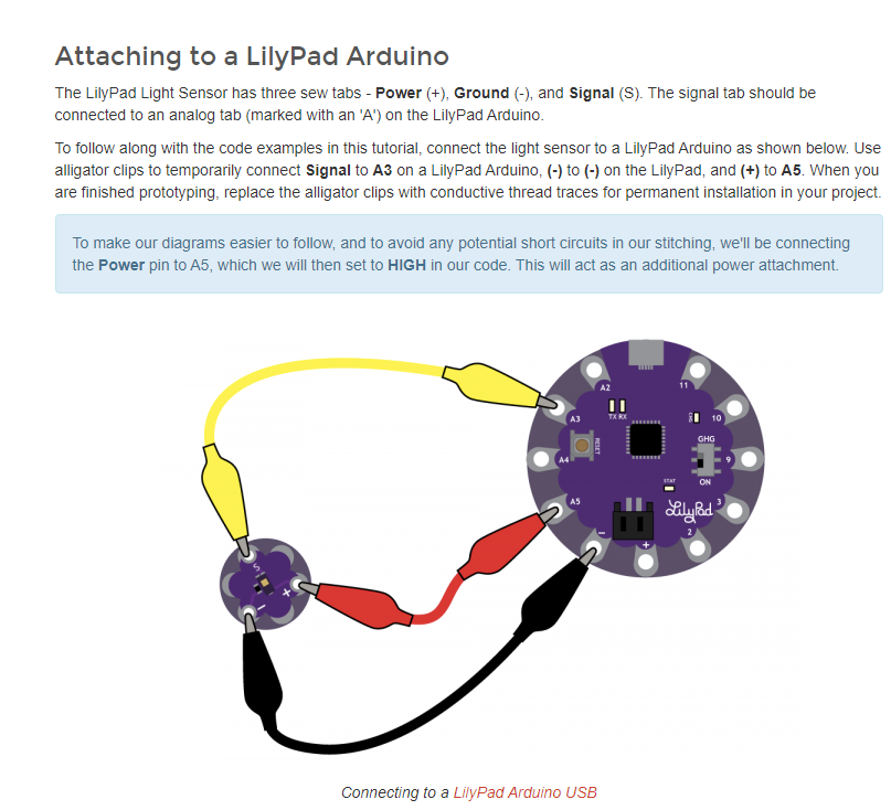 Lilypad Ligth sensor attached