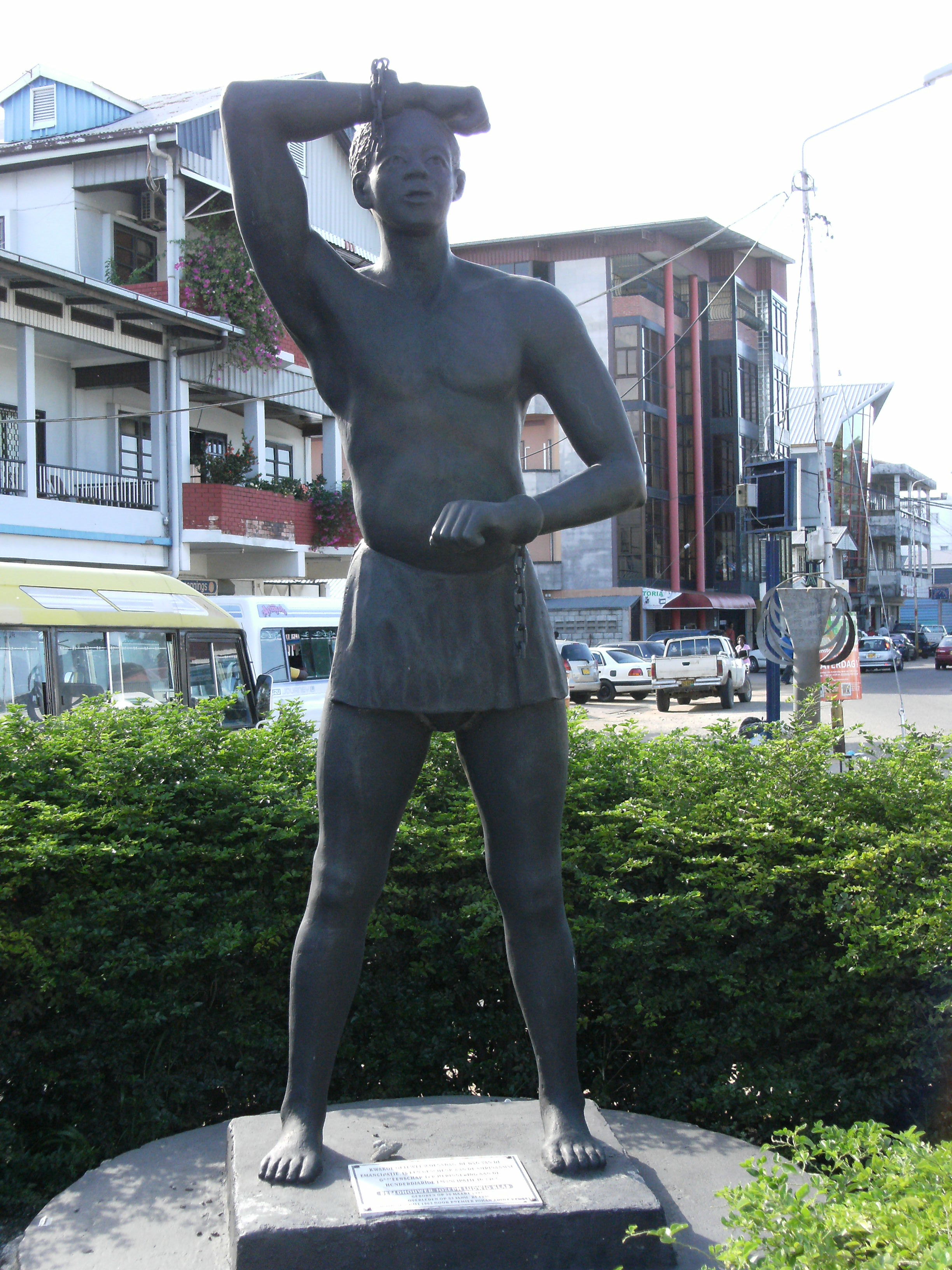 Kwakoe statue in Paramaribo, abolition of slavery by Jozef Klas