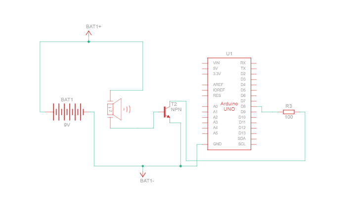 SPEAKER AND SOUND AMPLIFIER  Technical drawing
