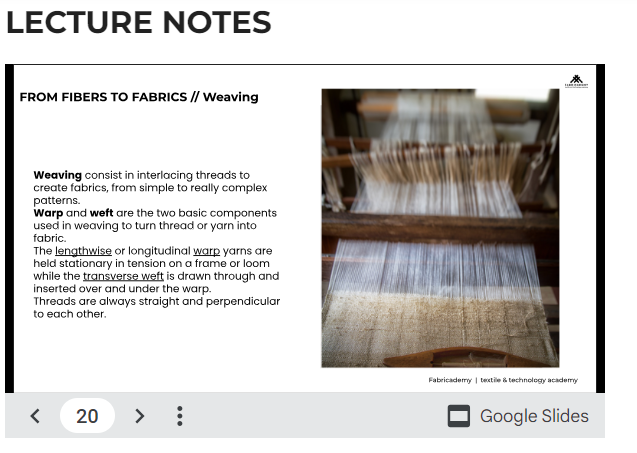 Lecture notes on weaving