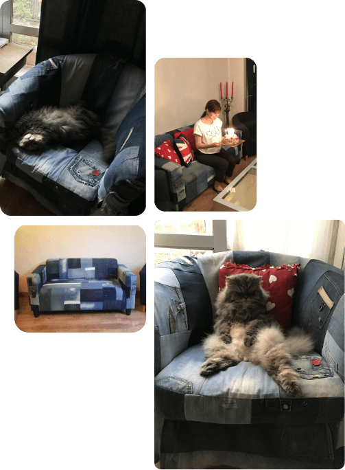 Denim patchwork sofa cover