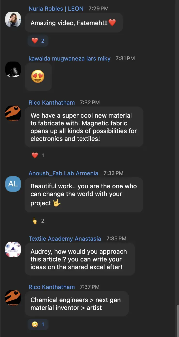 Feedback in Zoom chat messages