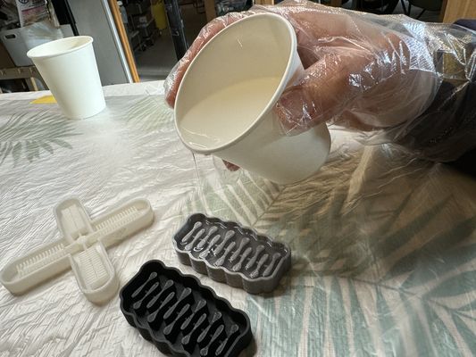 pour silicone into mold