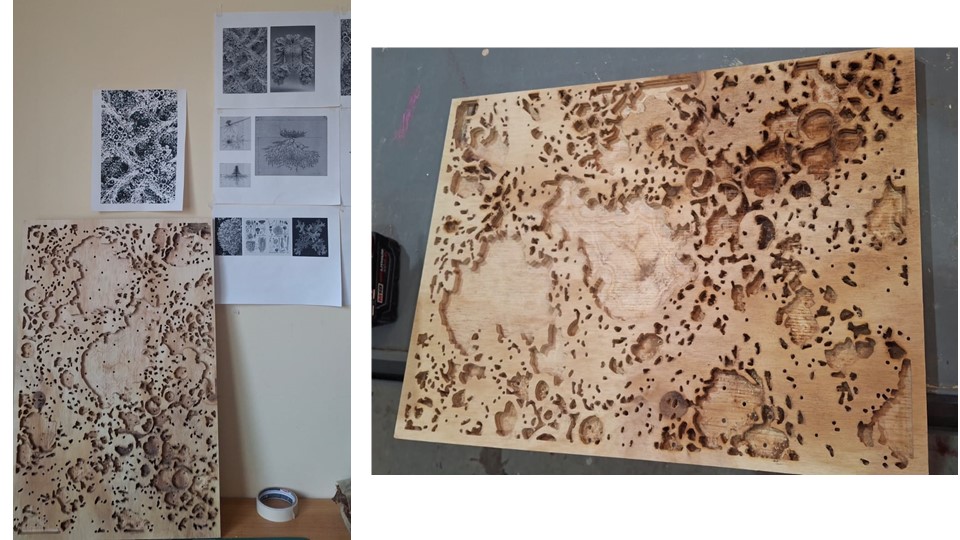 Perforated wooden mold prepared for vacuum forming process