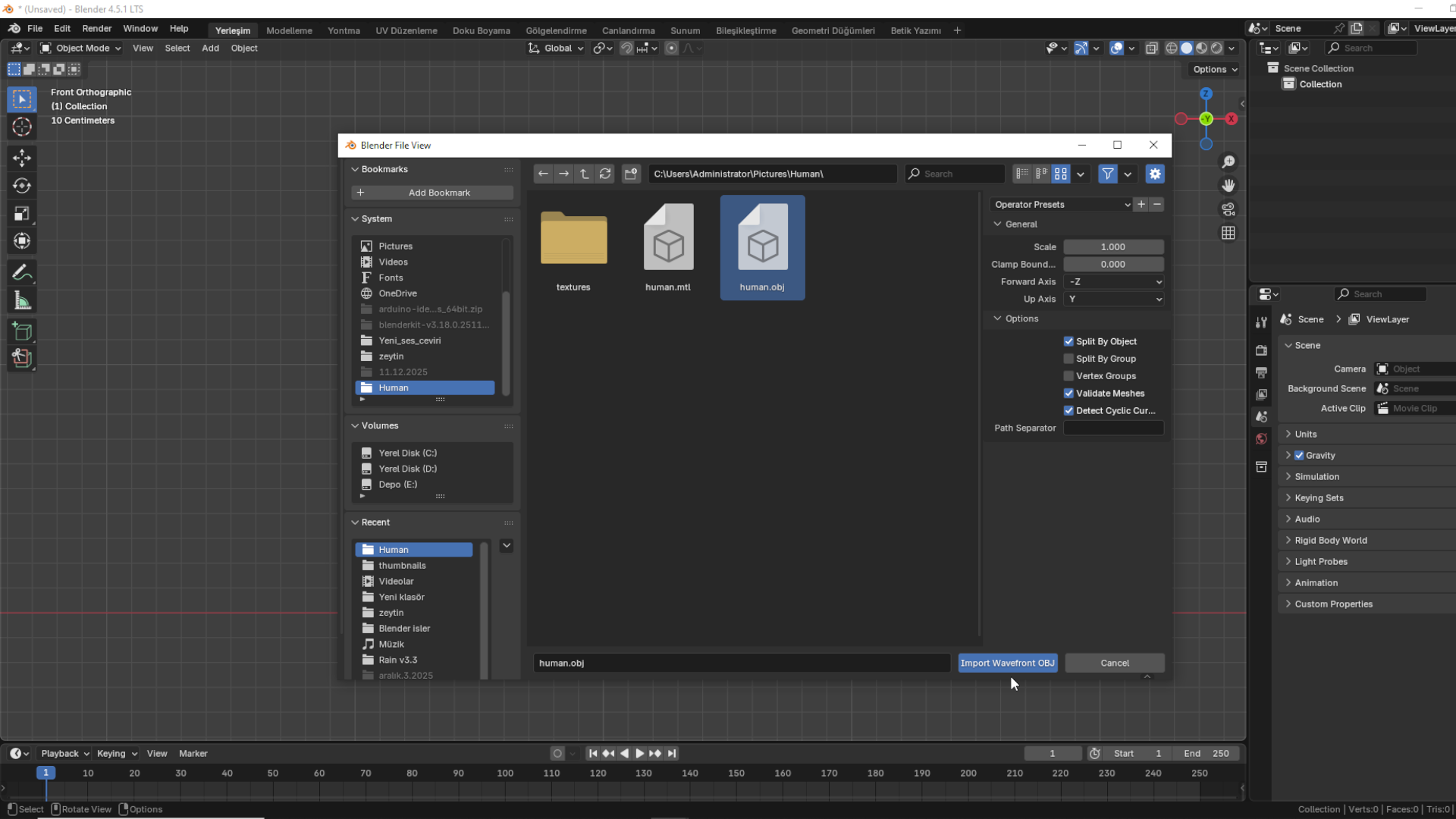 Subdivision modifier menu