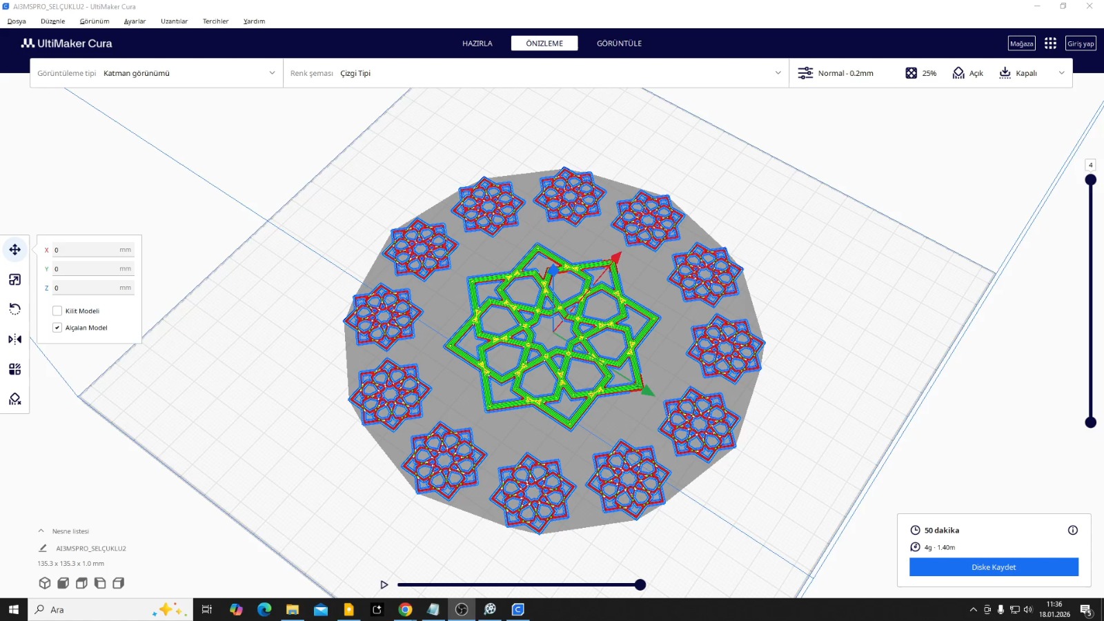 Blender modeling stage — Seljuk star motif as modular and repeatable units