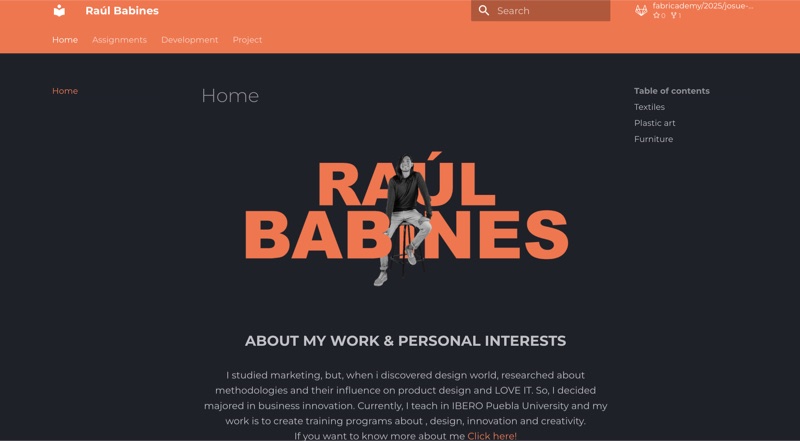 Homepage of Raúl Babines