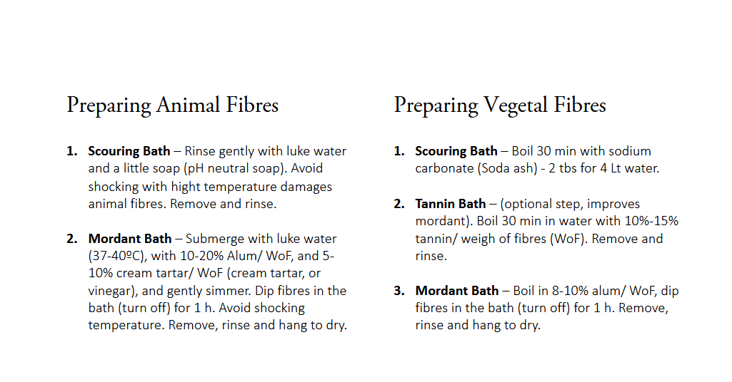 screenshot of powerpoint describing how to prepare fibres for natural dying