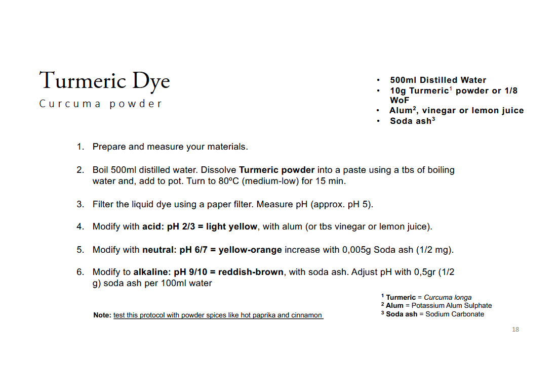 screenshot of powerpoint describing how to prepare fibres for natural dying