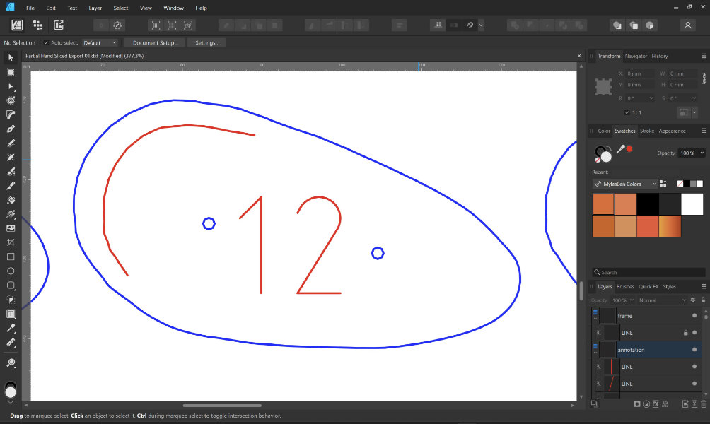 blue outline shape with large red 12 in the middle