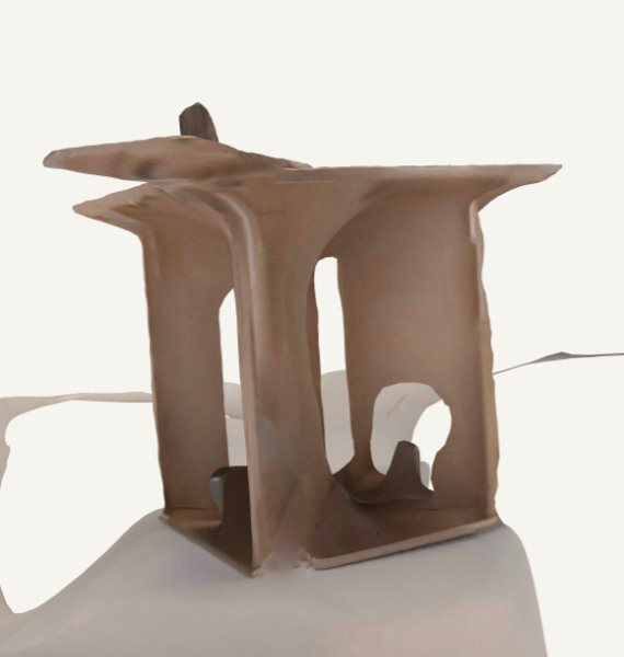 Poorly rendered brown metal object with inside corners curved instead of sharp