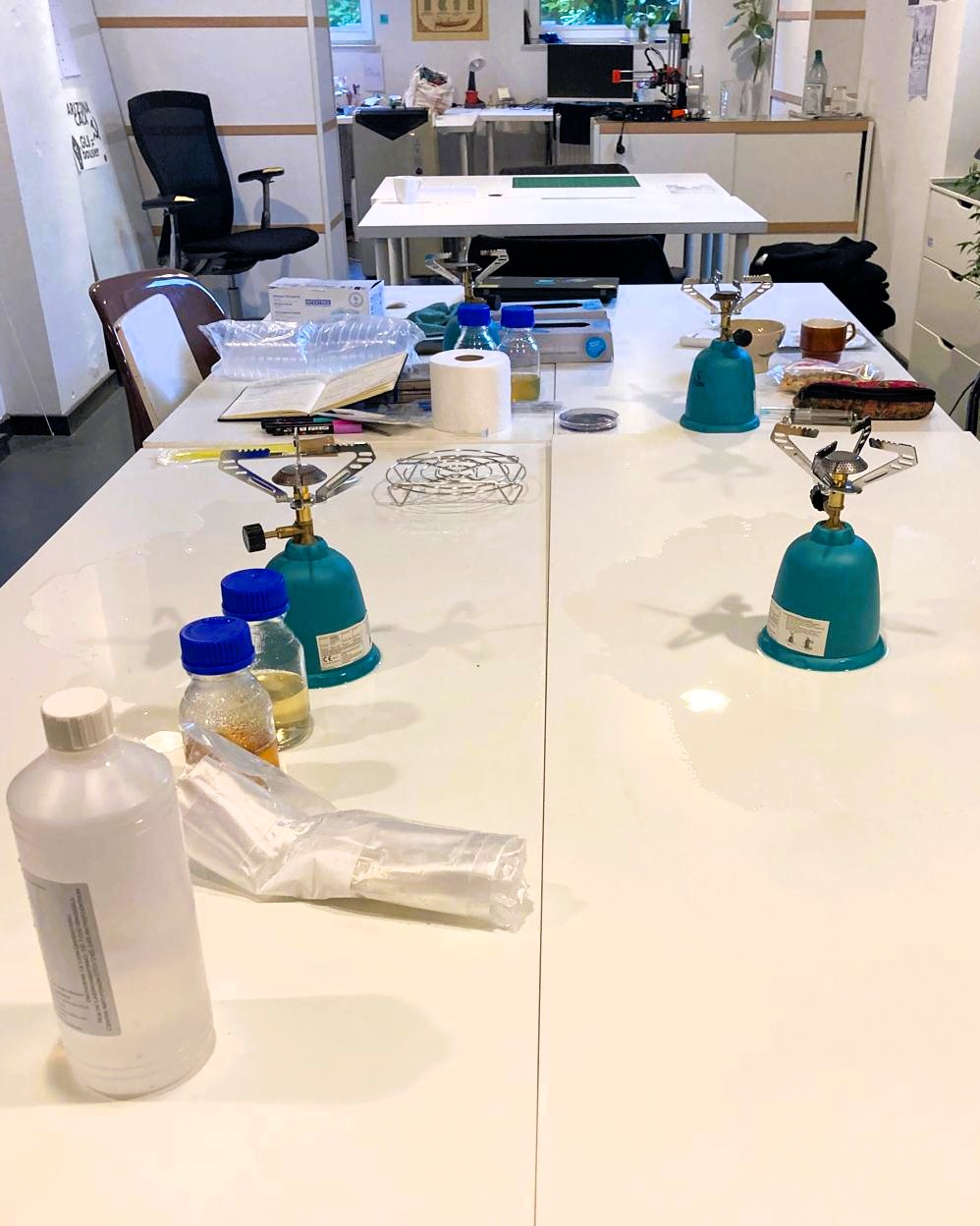 Our makeshift lab