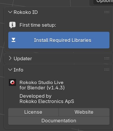 Rokoko add-on interface